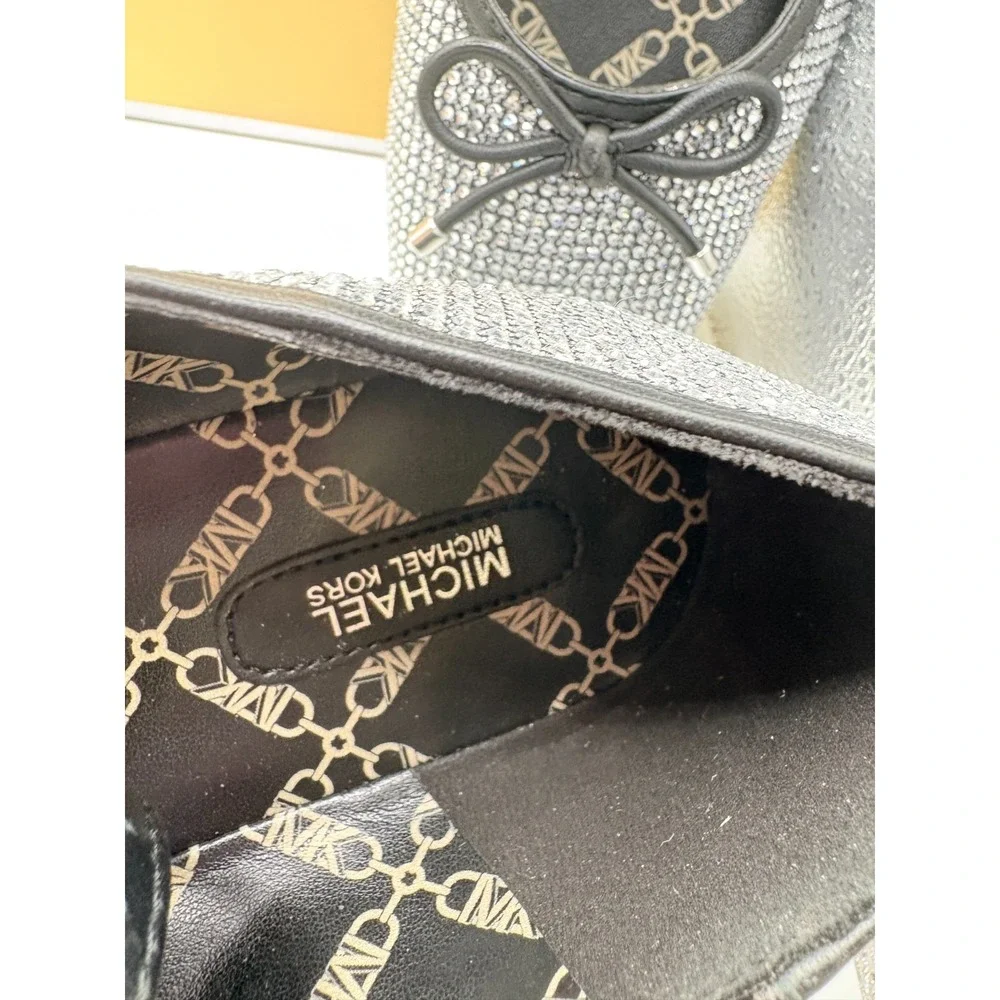 Michael Kors Collette Flex Ballet Glitter CHN MSH with Rhinestones Sz 8.5M